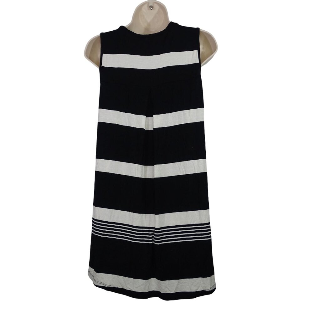 Cable and Gauge Black White Striped Tank Tunic Top Women Size M Jersey Knit - Picture 2 of 8
